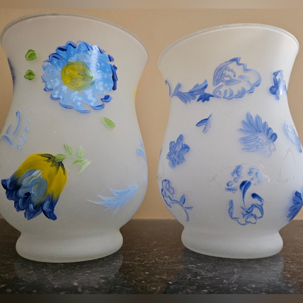 Hallmark Floral Hand Painted Votive Candle Holders Or Decoration